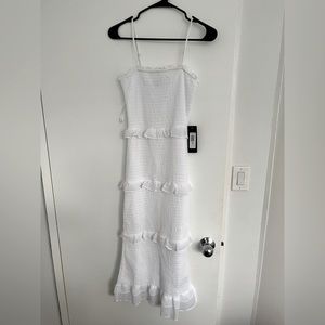 Bebe White tiered midi dress